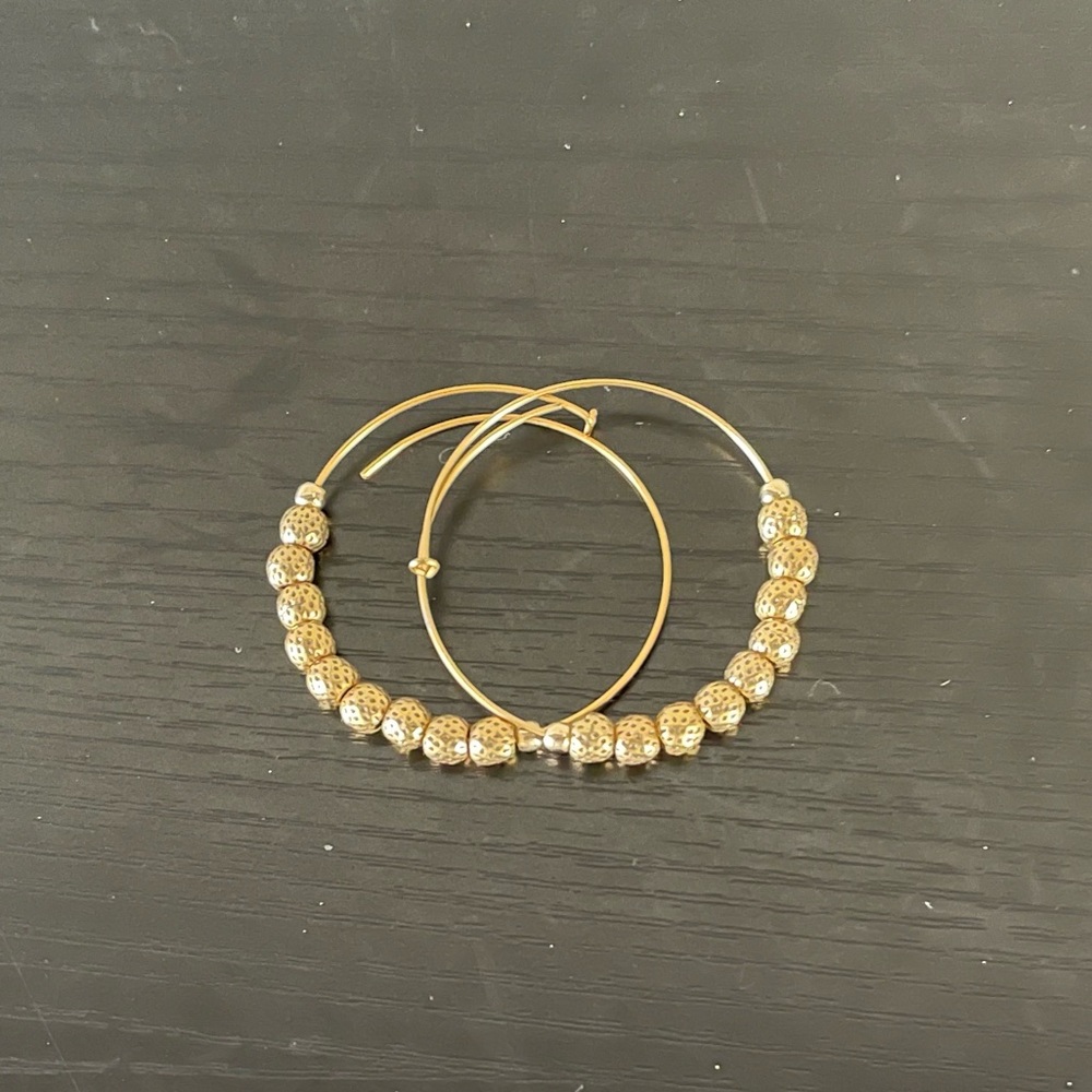 Alex and Ani gold tone bead earrings